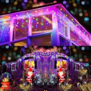 500 solar led icicle fairy lights 8 function memory hold christmas decoration multicolor v915 xu0257